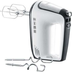 Severin HM3830 hand mixer with beaters and dough hooks, angled view - Severin