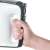 Severin HM3830 hand mixer, white and black, close-up of the handle