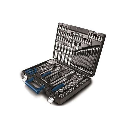 Scheppach TB 217 217-piece tool set with sockets, wrenches, bits, and accessories in a carrying case