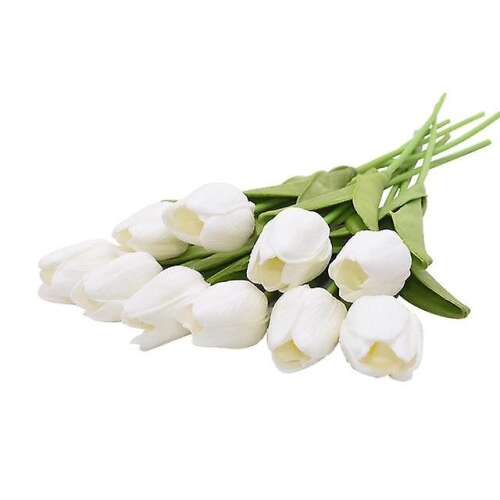 Tulipán Művirág 10 szálas #fehér