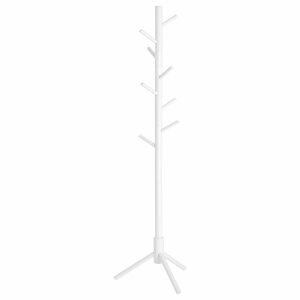 Bijeli stalak za kapute od punog drveta s 8 kuka - Stajaća vješalica