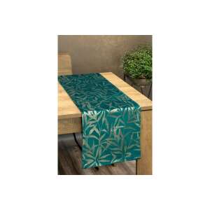 Eurofirany Asztali Futó - Bársony - Sötét Türkiz - Levélmintás - 35x180 cm