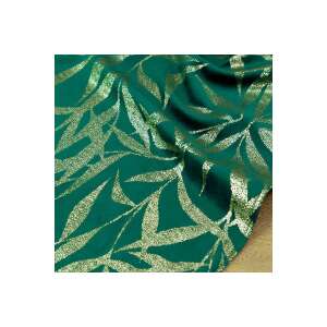 Eurofirany Asztali Futó - Sötétzöld Arany Levelek - Bársony - 35x180 cm