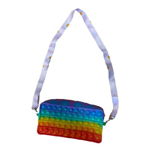 Szivárvány Pop It válltáska margaréta mintás pánttal