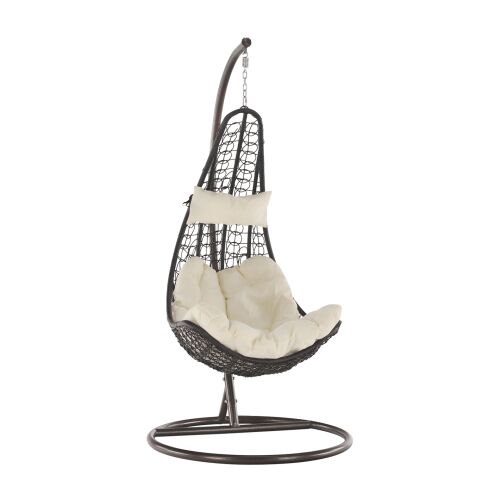 Kalea 2 New Hängesessel mit Kissen, braun und creme