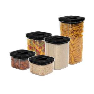 5-piece plastic container set with lids Matte Black Collection Berlinger Haus BH 8577
