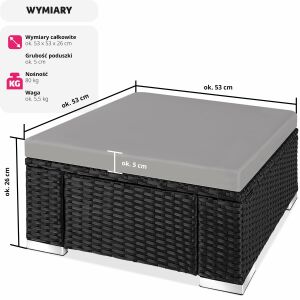 Polyrattan Pouf, Variant 2 112262093 - TecTake Garden Seating Set