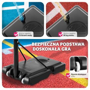 TecTake Dirk - Kosz do Koszykówki - Regulowana Wysokość 230-305cm 112262713 - Koszykówka