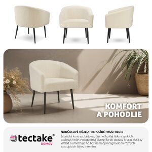 Mysig Beige Armchair, Thick Bouclé Fabric Upholstery 135251555 - TecTake Massage Table