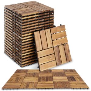 20-piece Acacia Wood Tabula Decking Tile Set, each with 12 slats 112274427 - Outdoor Flooring