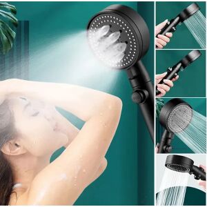 Kollázs a fekete 5 funkciós energiatakarékos zuhanyfej használatáról - Zuhanyfej