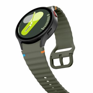 Samsung Galaxy Watch 4 z oliwkowym paskiem silikonowym Sport 20mm - Pasek do inteligentnego zegarka
