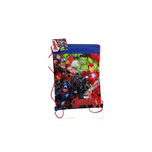 Bosszúállók tornazsák Hulk, Vasember, Fekete Párduc, Amerika Kapitány, Fekete Özvegy és Thor képeivel. Tökéletes tornafelszerelés vagy egyéb dolgok szállítására.