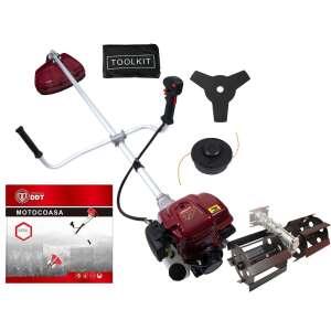DDT-1000L 4 ütemű benzines fűkasza 3 pengével, drótdobbal, szerszámkészlettel és 28 mm-es pengével - DDT