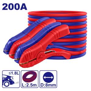 EMTOP 200A Starthilfe-Kabel-Set mit Klemmen, 2,5 m lang, 8 mm Durchmesser, rote und blaue Kabel - Starthilfekabel