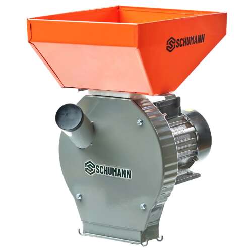 Schumann elektromos gabona- és csutkadaráló, 3,9 kW-os motor, 20 kalapács, 4 szita, zacskó, csavarhúzó és kefe, nagy kád, 300 kg/h + 5 raffia zacskó