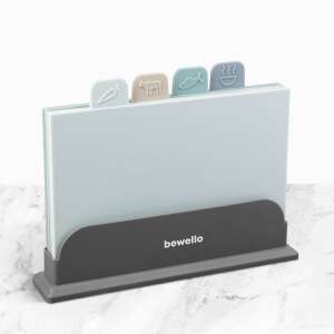 Bewello chopping board set with 4 color-coded boards for vegetables, meat, fish, and other foods - Cutting board