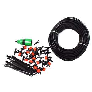 52 darabos csepegtető öntöző készlet, tartalmaz tömlőt, csepegtetőket, csatlakozókat és cövekeket - Csepegtető öntöző