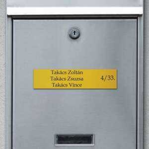 Gravírozott névtábla - Postaláda felirat - 120x25/120x28 mm