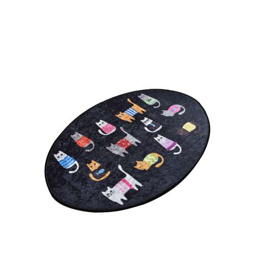 Black cats oval djt 105089915 - Szőnyeg