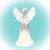 LED angel Christmas ornament, white, clear, with wings, holding a musical instrument