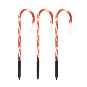 Home CDY3LED beleuchtetes Zuckerstangen-Set, Outdoor und Indoor, 3 Zuckerstangen verdrahtet, 5 warmweiße LEDs pro Zuckerstange