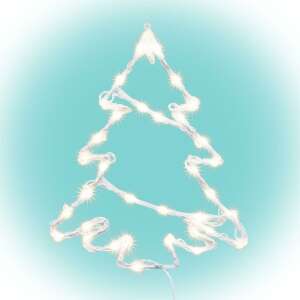 Home KID502WW LED choinka do okna, 35 ciepłych białych diod LED, 2 podkładki samoprzylepne, biały kabel zasilający, 33 x 28 cm - Home by Somogyi