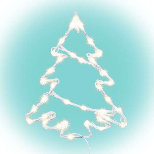 Home KID502WW LED choinka do okna, 35 ciepłych białych diod LED, 2 podkładki samoprzylepne, biały kabel zasilający, 33 x 28 cm