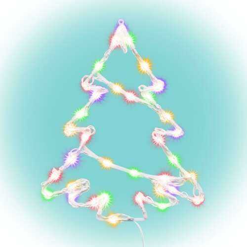 Home KID502M Pine Tree Window Decoration, 35 colorful LEDs, 2 suction cups, white power cable, 33 x 28 cm
