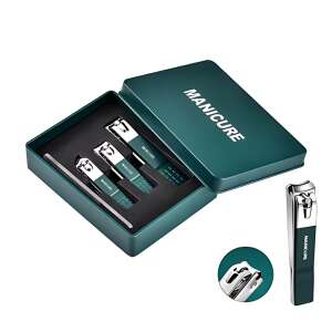 3 db JOZY® köröm és reszelő készlet, professzionális, tartós rozsdamentes anyag, manikűrhöz és pedikűrhöz, sötétzöld