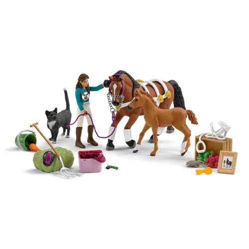 Schleich Horse Club Advent Calendar with a girl, two horses, a cat, and various accessories