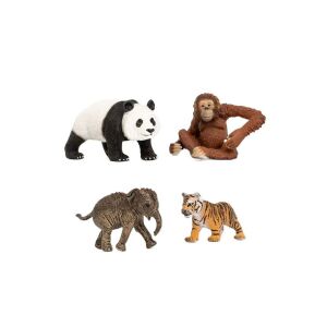 Schleich Wild Life Asia Animal Starter Set featuring panda, orangutan, elephant, and tiger toy figures - Figure