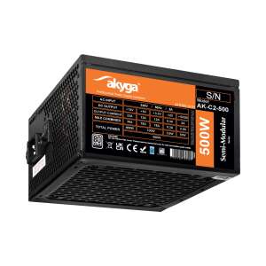 Akyga AK-C2-500 500W ATX Tápegység, Félmoduláris, 80 PLUS Tanúsított - Akyga