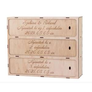 3 Palackos Boros Doboz - Esküvői Ajándék - Bortartó