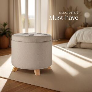 Suna Stool in Linen Look 150 kg with Storage 121442964 - Dining chair