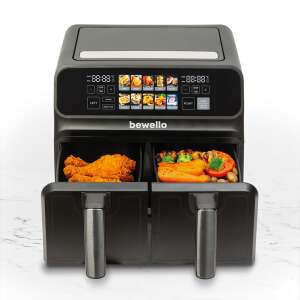 Bewello XXL Air Fryer with Dual Baskets and Touchscreen, 4+4L capacity, black - Bewello