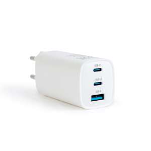 Delight 45W USB-C PD fast charging adapter with 2 USB-C and 1 USB-A ports, white - Delight Network Adapter