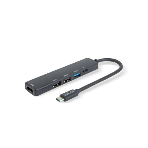 Delight 5-in-1 USB Hub with HDMI, Type-C 3.0, 3xUSB-A, 1xType-C, 5 Gbps, 100W, black