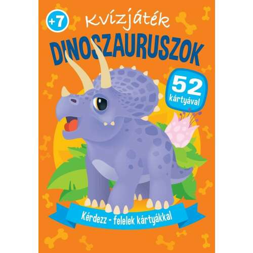 Kvízjáték gyerekeknek, dinoszauruszok, 52 kártyával, 7 éves kortól