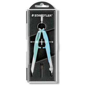 Staedtler Pastell Grün und Blauer Zirkel mit Ersatzminen im Etui - STAEDTLER