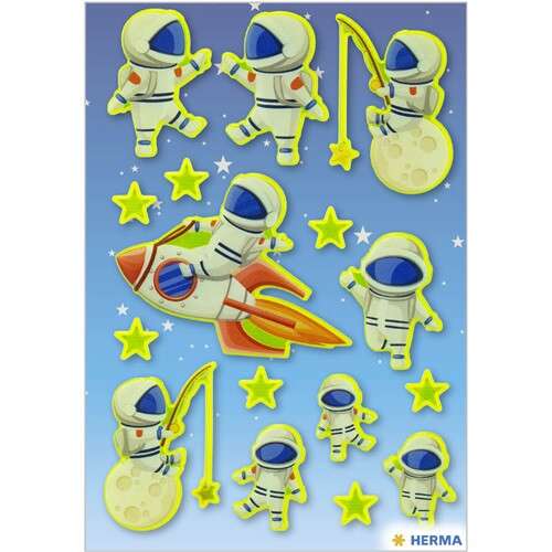 Herma Magic Neon űrhajós matricák, világítóak a sötétben, gyerekeknek, űr téma