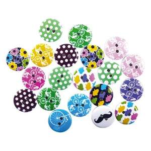 Kreatív Junior Gombok - Vegyes Minták - 20 db - 20 mm