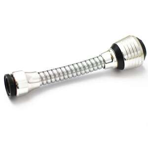 Chrome faucet extender with flexible hose and adjustable spray head - Faucet Filter