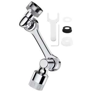 Chrome faucet extender with 360 degree rotation, 3 different sizes, and installation tools - Faucet Filter