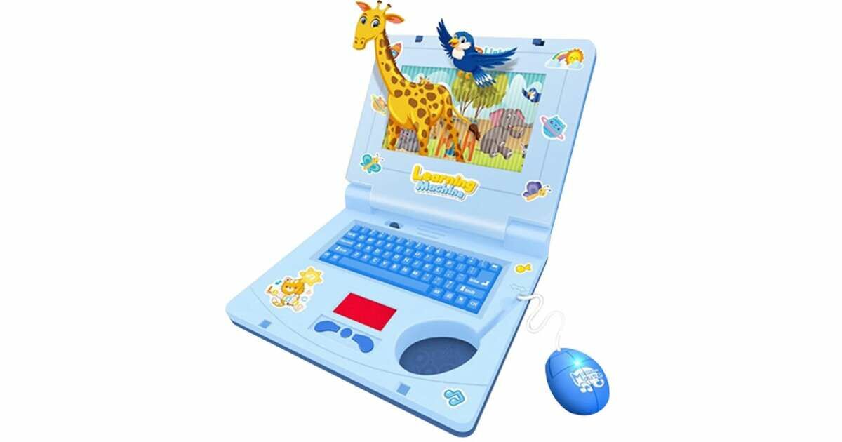 Laptop interactiv pentru copii cu ecran in miscare si efecte sonore, albastru