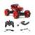 Red remote control stunt car with 360 degree rotation, 4WD, gesture control, and 45 degree climbing ability, with remote control, gesture control headband, and charging cables
