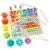 Kreatív Játékvilág 6-in-1 wooden educational toy set for toddlers, featuring fishing, bead sorting, counting, and shape matching activities.