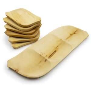 7 piece wooden serving tray set, includes 6 small plates and 1 large serving tray - Serving tray
