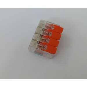 WAGO wire connector, 4 wire connection, transparent housing, orange lever - Electrical Installation Accessory