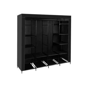 Schwarzer Stoffschrank mit Regalen und Kleiderstange, 170 x 170 cm - Kinder & Jugendmöbel